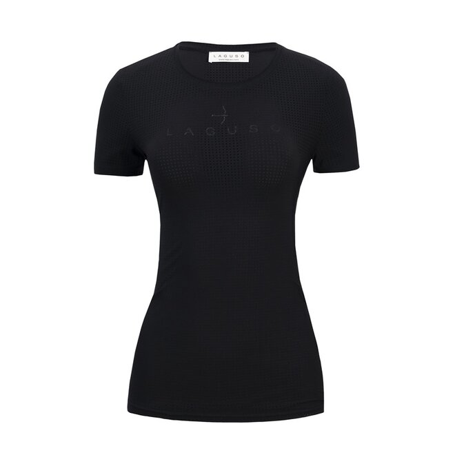 Megan Logo P2 Damen Mesh T-Shirt Schwarz