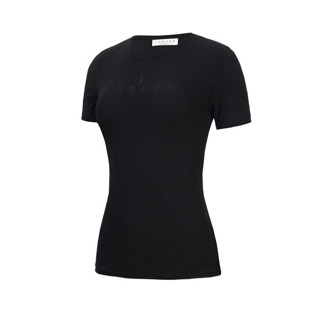 Megan Logo P2 Damen Mesh T-Shirt Schwarz