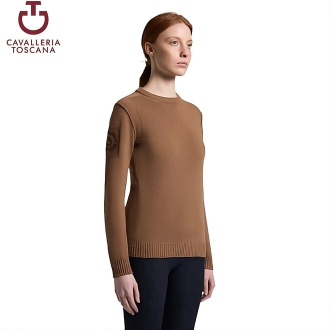 Wollen Ronde Hals Trui Dames Camel