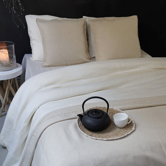 Helsinki plaid en kussens natural Band Taupe