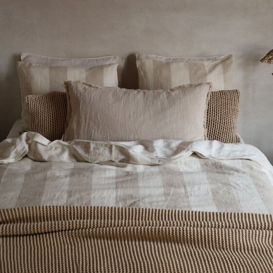 Noa duvet cover stripe Off White-Beie
