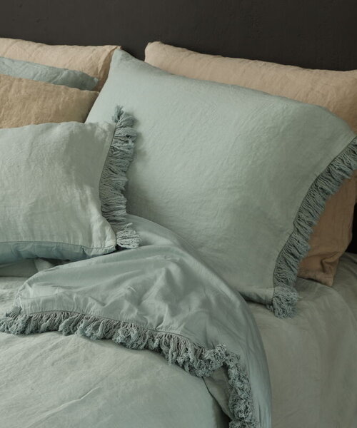 Loulou linnen dekbedovertrek Ocean Green