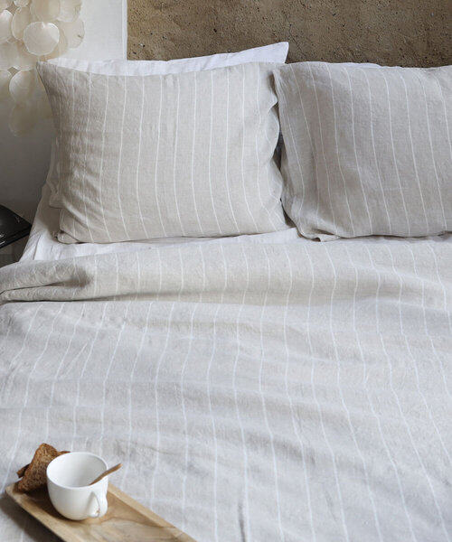 Noa bettbezug streif Beige-Off White small stripe