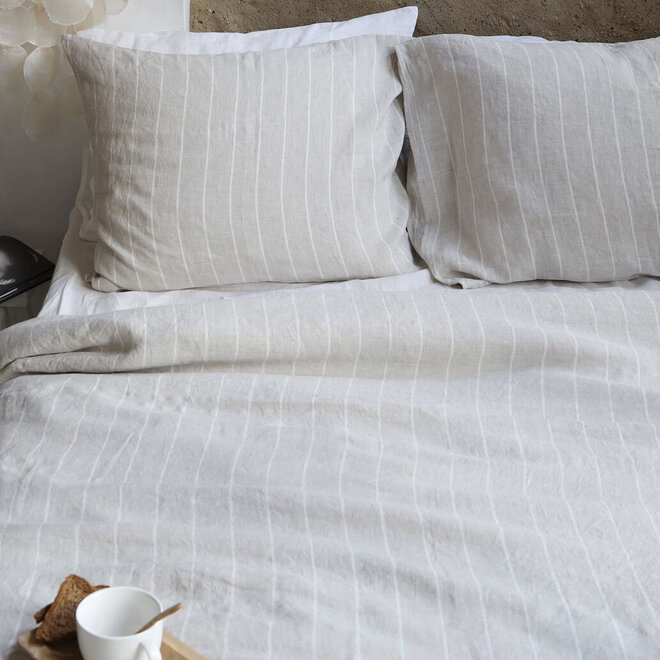 Noa dekbedovertrek streep Beige-Off White small stripe 
