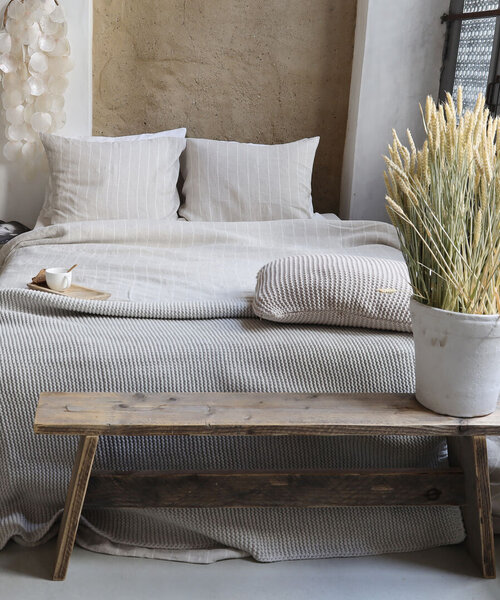 Noa dekbedovertrek streep Beige-Off White small stripe