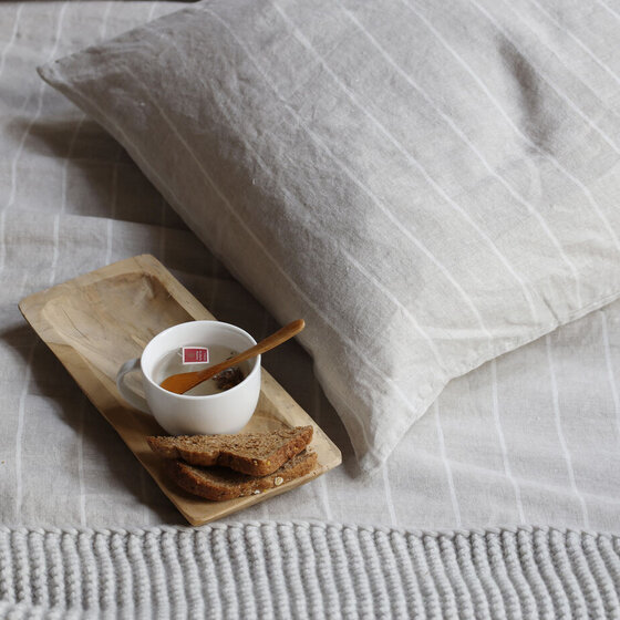 Noa duvet cover stripe Beige-Off White small stripe