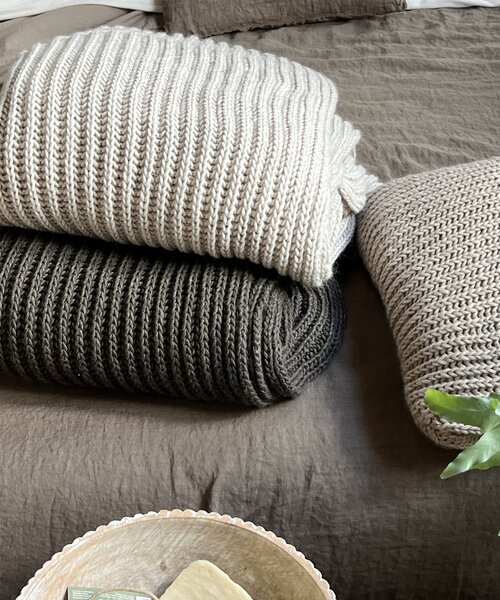 Housse de coussin & Plaid Lund Dark Brown