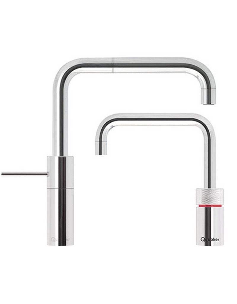 Quooker kranen Quooker Twintaps Nordic Square Chroom met COMBI+ 2.2 reservoir