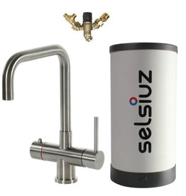 Selsiuz kranen Selsiuz Haaks RVS (Inox) 350243 met Combi (Extra) boiler kokend water kraan