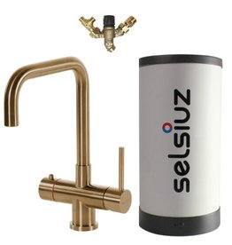 Selsiuz kranen Selsiuz Haaks Gold / Goud met Combi (Extra) boiler