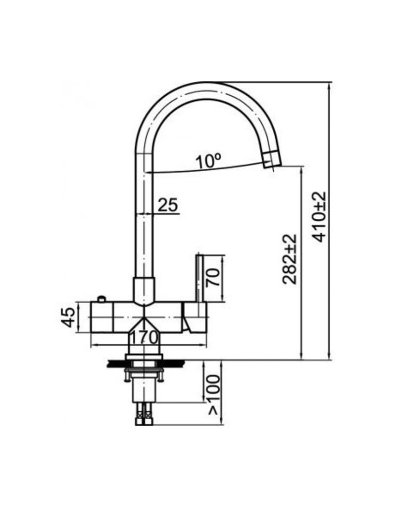 Selsiuz kranen Selsiuz Rond RVS (Inox) met Combi (Extra) boiler