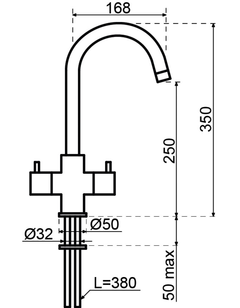 Lanesto Lanesto Due Tweegreepskeukenmengkraan RVS-PVD