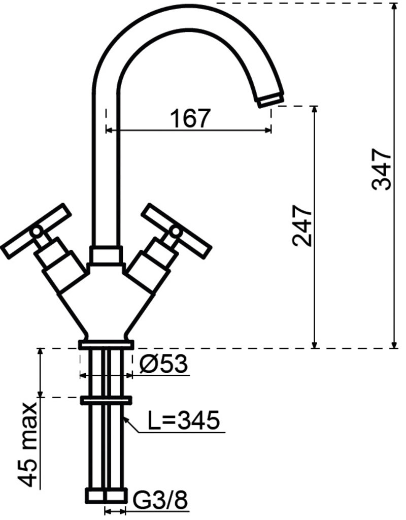 Lanesto Lanesto Cross 2 Tweegreepskeukenmengkraan Chroom