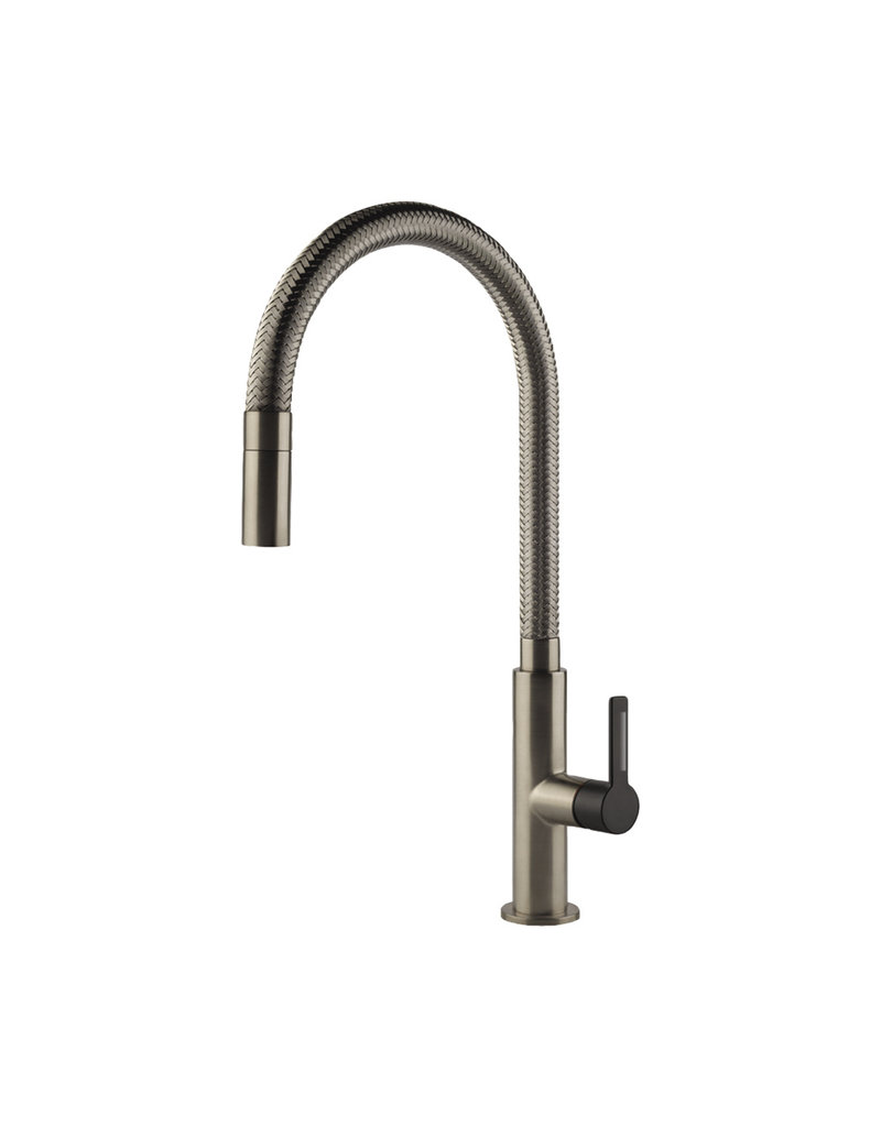 Gessi luxe keukenkraan Gessi Mesh Rvs-pvd en zwart gecoat