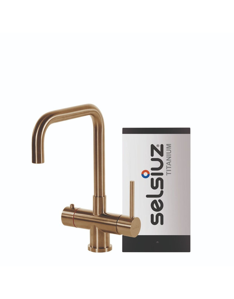 Selsiuz kranen Selsiuz Haaks Gold / Goud met TITANIUM Single boiler