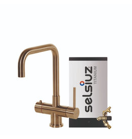 Selsiuz kranen Selsiuz Haaks Gold / Goud met TITANIUM Combi (Extra) boiler