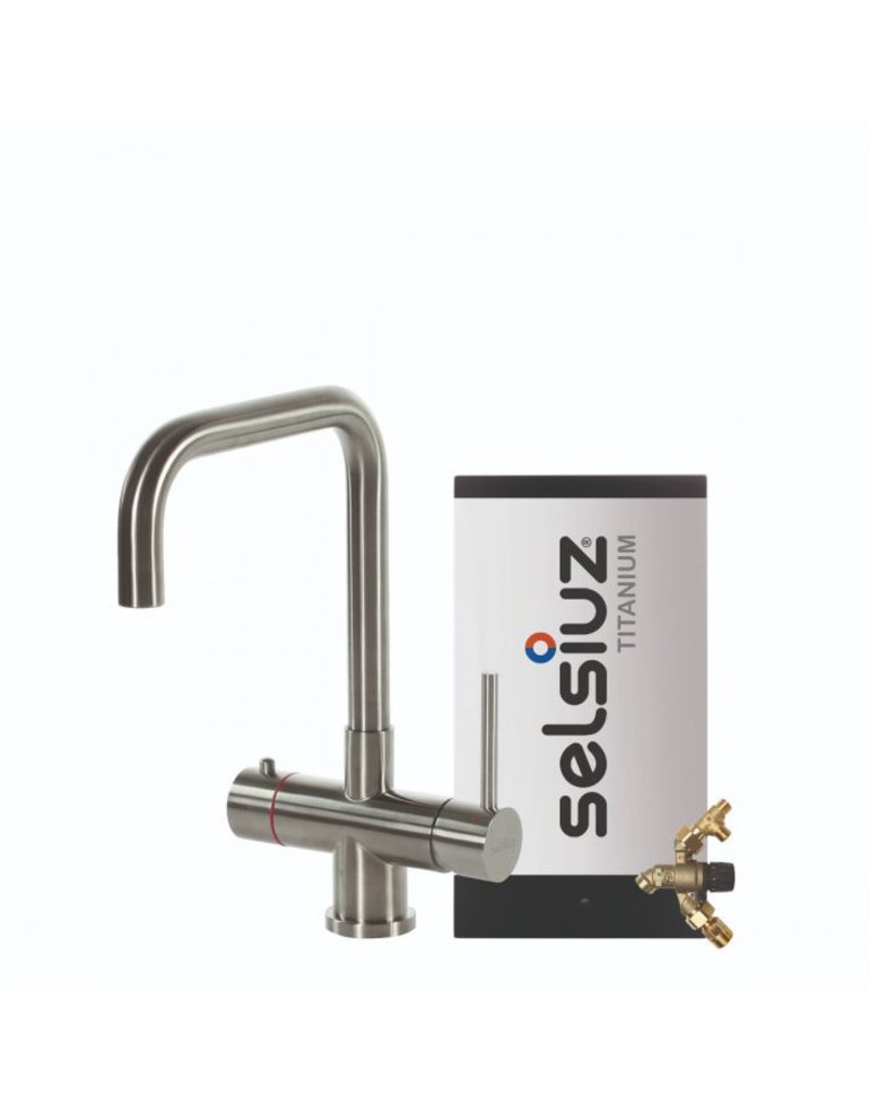 Selsiuz kranen Selsiuz Haaks RVS (Inox) 350290 kokend water kraan met TITANIUM Combi (Extra) boiler