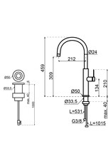 Selsiuz kranen Selsiuz by Gessi 3 in 1 Gun Metal Zwart 350355 met TITANIUM Combi (Extra) boiler