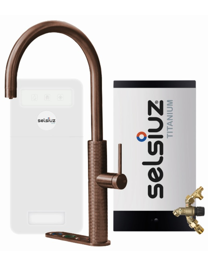 Selsiuz kranen Selsiuz by Gessi 5 in 1 Copper / Koper 350385  met TITANIUM Combi (Extra) boiler en Cooler