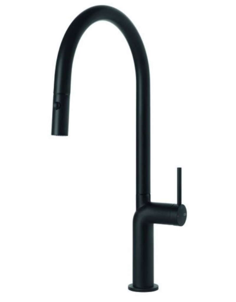 Gessi luxe keukenkraan Gessi Stelo Rond Zwart met uittrekbare perlator