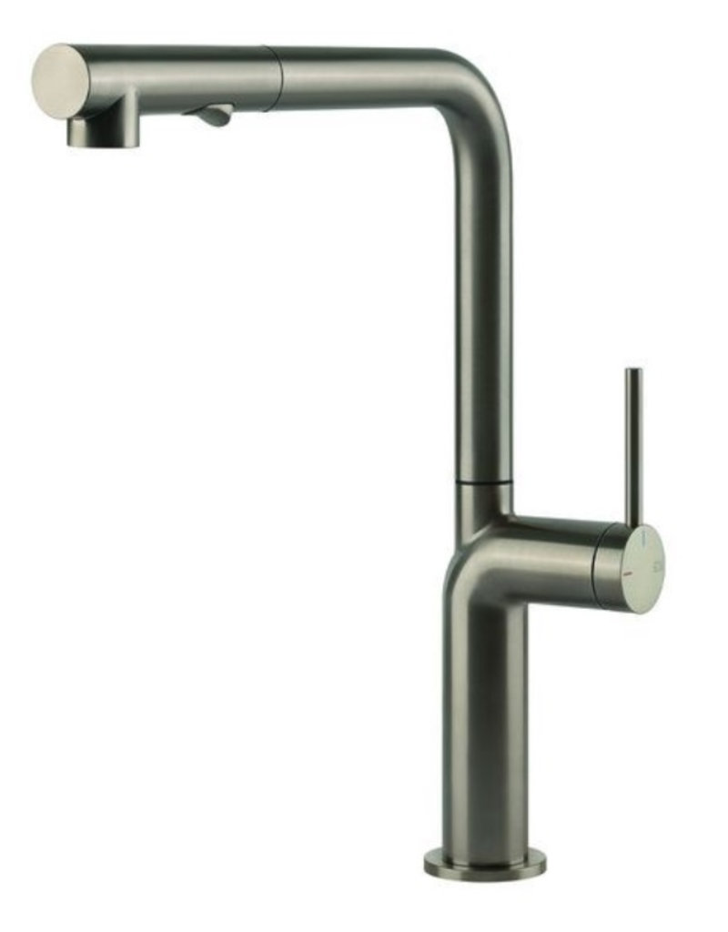 Gessi luxe keukenkraan Gessi Stelo Recht RVS-PVD met uittrekbare perlator