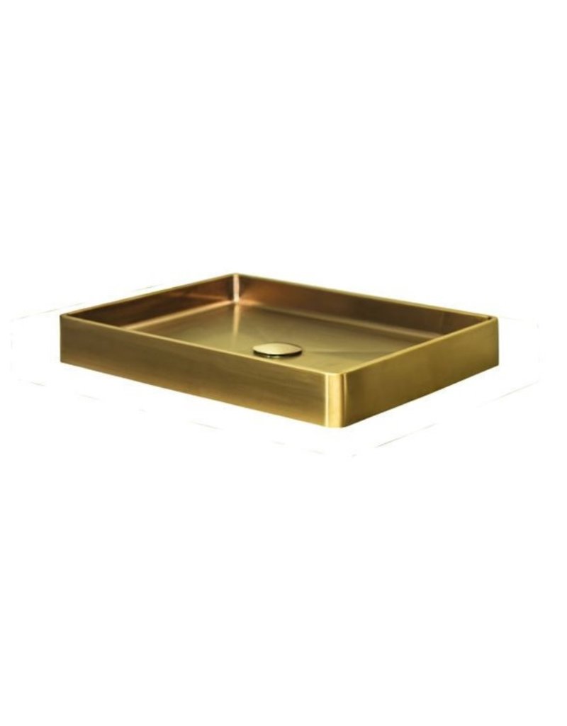 Qisani Qisani Vanity wastafel 47x32x8 Gold / Goud, incl. vaste plug 181325
