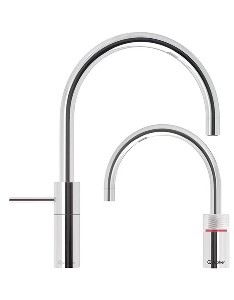 Quooker kranen Quooker CUBE met Twintaps Nordic Round Chroom en COMBI 2.2 reservoir