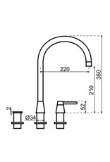 Selsiuz kranen Selsiuz Osiris Cone Counter 3-in-1 RVS met TITANIUM Combi (Extra) boiler