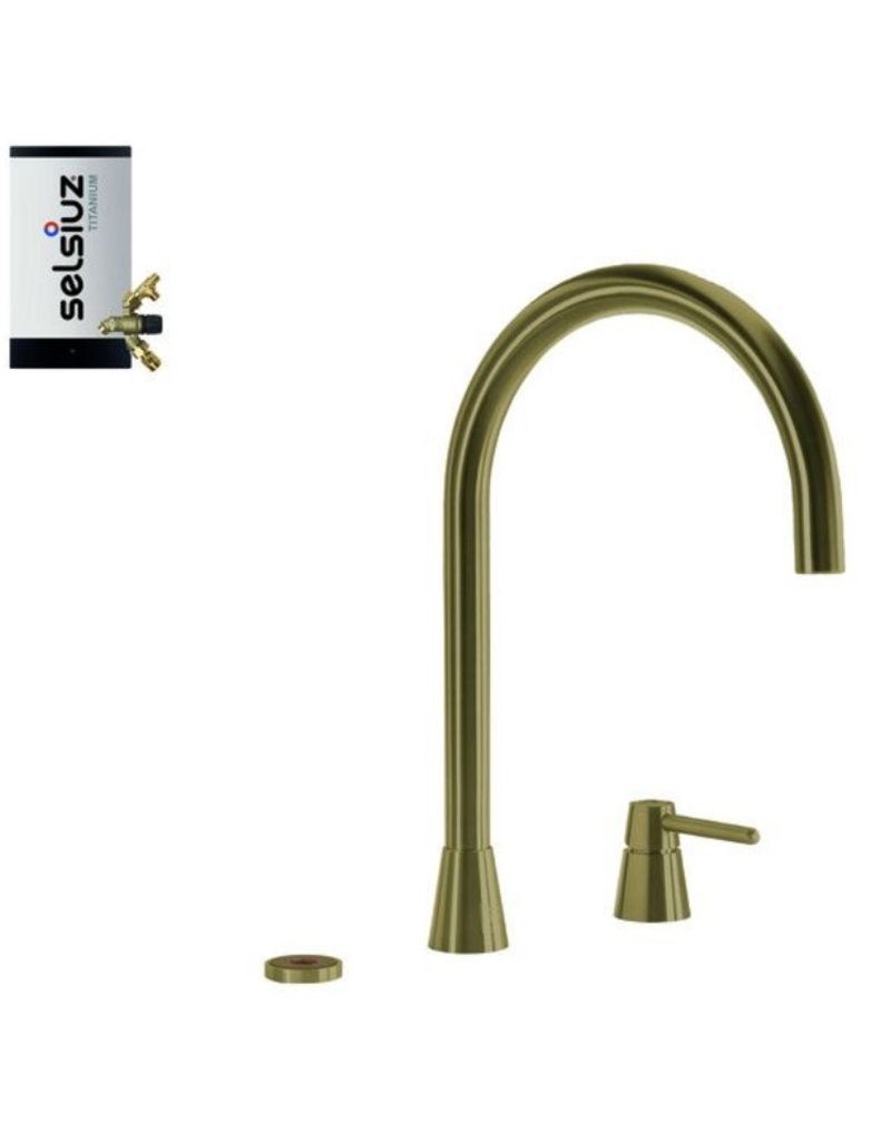 Selsiuz kranen Selsiuz Osiris Cone Counter 3-in-1 Gold / Goud met TITANIUM Combi (Extra) boiler