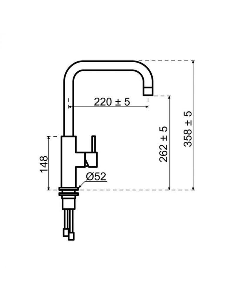 Selsiuz kranen Selsiuz Push Haaks Gold / Goud met TITANIUM Single boiler