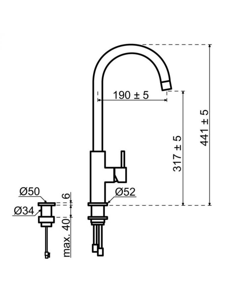 Selsiuz kranen Selsiuz Push Rond Inox (RVS) met TITANIUM Combi (Extra) boiler