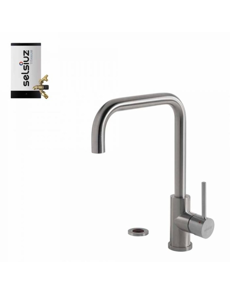 Selsiuz kranen Selsiuz Push Haaks Inox (RVS) met TITANIUM Combi (Extra) boiler