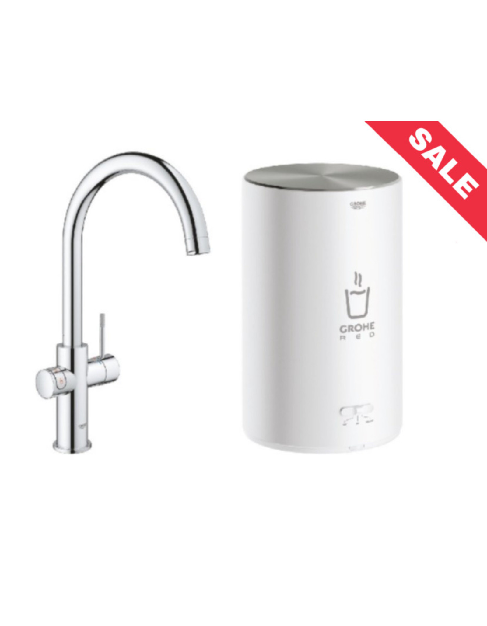 ijs Avonturier Lang Grohe Red Duo Rond Chroom met M-size boiler (30374001) - CreateMyOwn.nl