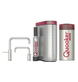 Quooker kranen Quooker CUBE met Twintaps Nordic Square Chroom en COMBI+ 2.2 reservoir