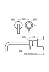 Qisani Qisani Flow Gun Metal Zwart wastafelkraan inbouw 25 cm uitloop