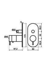 Qisani Qisani Flow thermostatische inbouwkraan 2-weg ovaal Copper / Koper