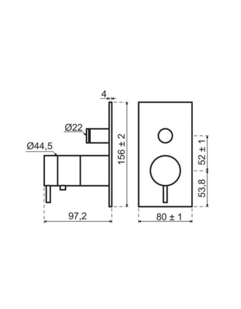 Qisani Qisani Flow thermostatische inbouwset 2-weg vierkant Gun Metal Zwart