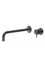 Qisani Qisani Flow Gun Metal Zwart wastafelkraan inbouw 25 cm uitloop