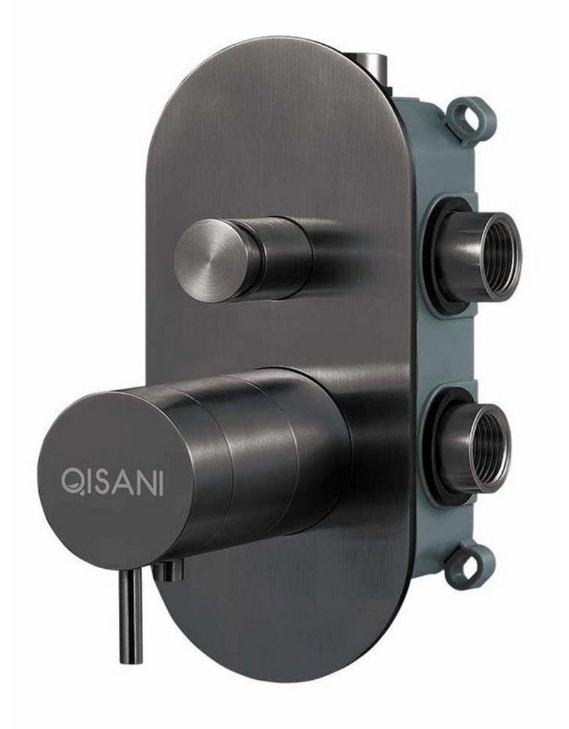 Qisani Qisani Flow thermostatische inbouwkraan 2-weg ovaal Gun Metal Zwart