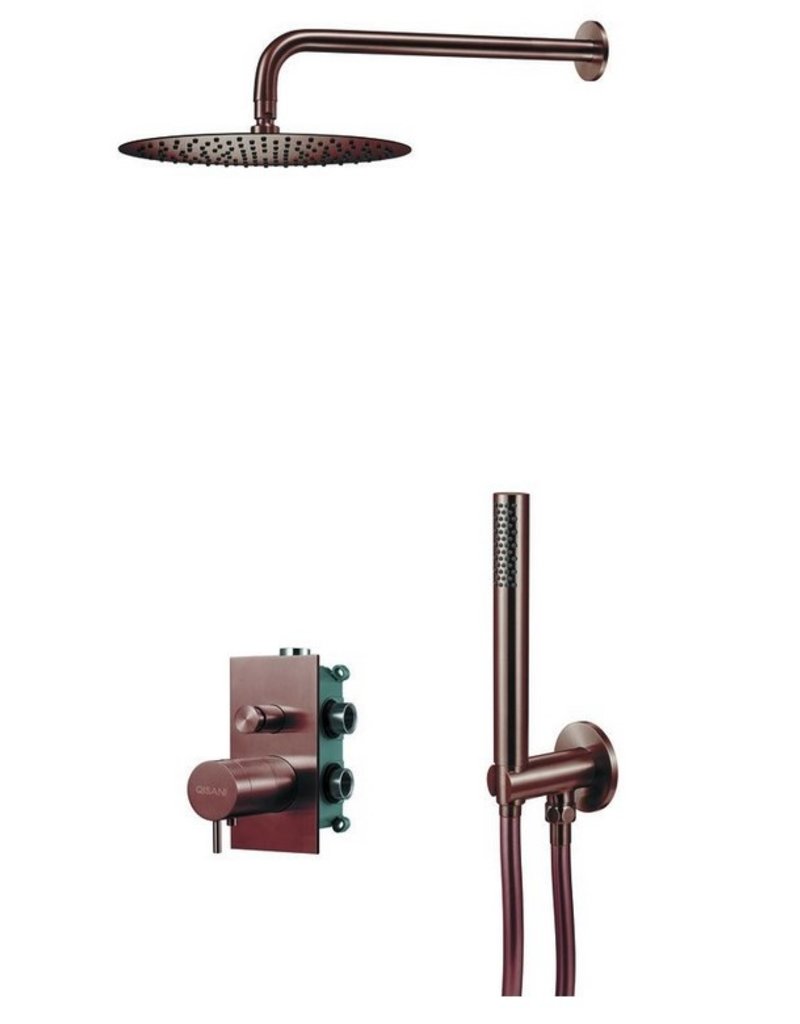 Qisani Qisani Flow thermostatische inbouwset 2-weg vierkant  Copper /  Koper