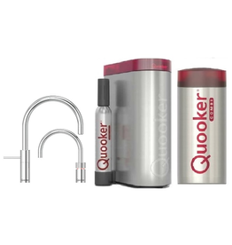 Quooker kranen Quooker CUBE met Twintaps Nordic Round RVS en COMBI 2.2 reservoir