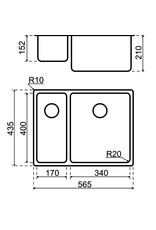 Lanesto Lanesto Giro 919 17x40 + 34x40 Inleg spoelbak rechts