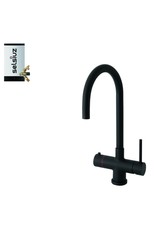 Selsiuz kranen Selsiuz Push & Turn Rond Sturdy Black Zwart 350661 met Combi Extra Boiler 3 in 1 kokend water keukenkraan