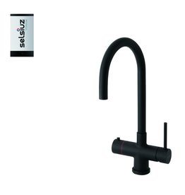 Selsiuz kranen Selsiuz Push & Turn Rond Sturdy Black Zwart 350662 met TITANIUM Single Boiler 3 in 1 kokend water keukenkraan