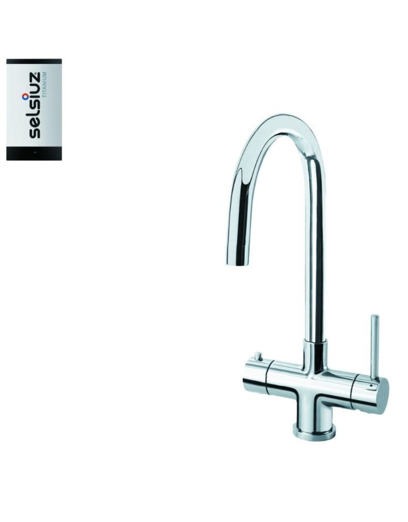 Selsiuz kranen Selsiuz Push & Turn Rond Chroom 350654 met TITANIUM Single Boiler 3 in 1 kokend water keukenkraan