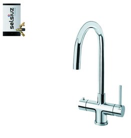 Selsiuz kranen Selsiuz Push & Turn Rond Chroom 350655 met TITANIUM Combi Extra Boiler 3 in 1 kokend water keukenkraan