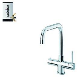 Selsiuz kranen Selsiuz Push & Turn Haaks Chroom 350657 met Combi Extra Boiler 3 in 1 kokend water keukenkraan