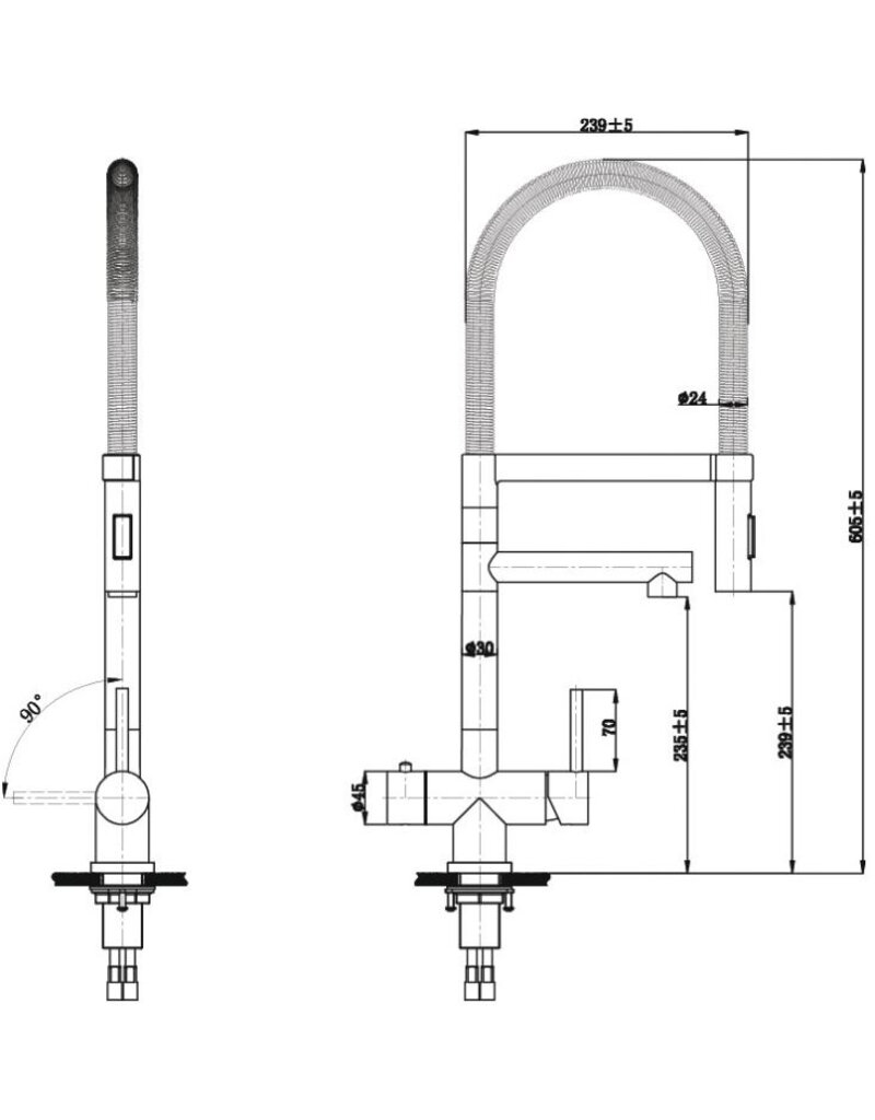 Selsiuz kranen Losse Selsiuz Push & Turn XL Copper koper kokendwaterkraan