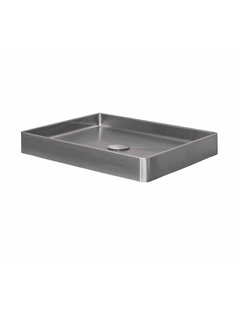 Qisani Qisani Vanity wastafel 47x32x8 RVS, incl. vaste plug 18131.02