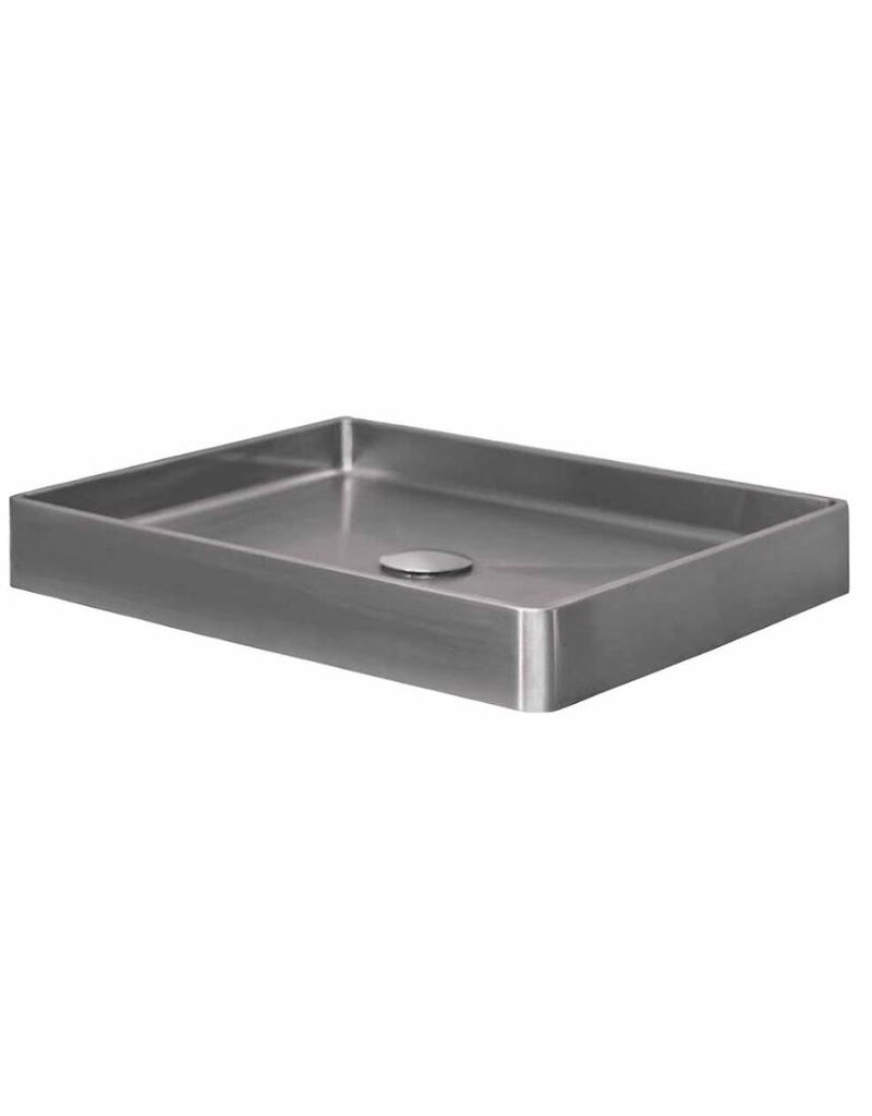 Qisani Qisani Vanity wastafel 52x41x7 RVS, incl. vaste  plug 18132.02